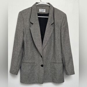 Alfred Dunner Women's Wool Classic Heathered Gray 2 Button Sz 8 Blazer Jacket